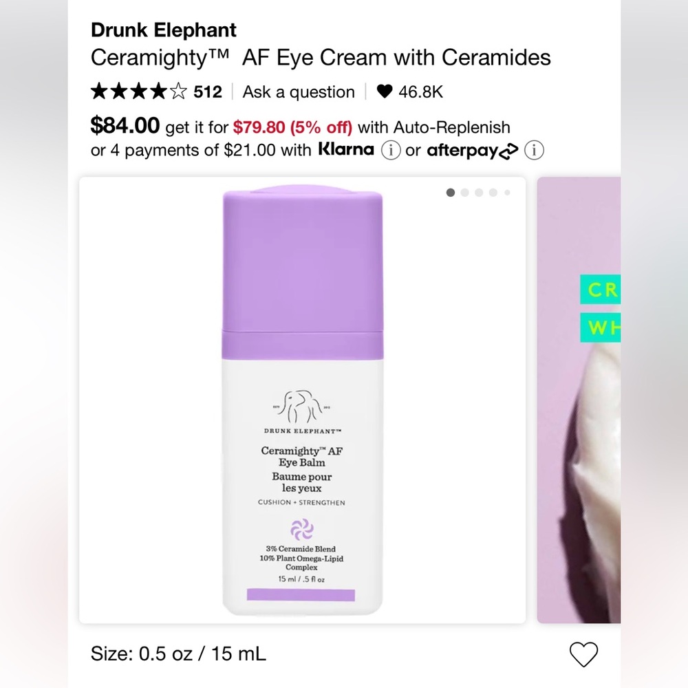 Brand new Drunk Elephant Ceramighty AF Eye Cream